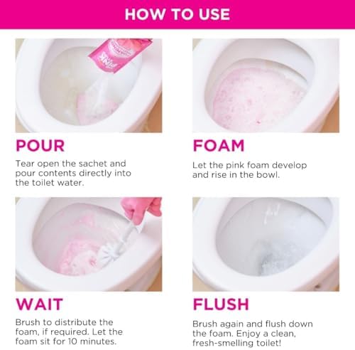 Stardrops The Pink Stuff Miracle Power Foaming Toilet Cleaner – Self-Activating Formula for Deep Cleaning,Stain Removal,and a Fresh Shine – Bathroom Essential,(Pack of 6)