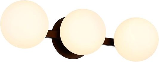 Black Bathroom Vanity Light Fixtures, Modern 3 Lights Globe Wall Sconce Lighting, Porch Wall Mount Light Fixture for Bathroom, Mirror Cabinets Hallway Stairs (Matte Black, 3-Light)