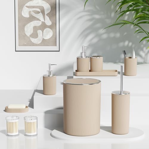 Beige Bathroom Accessories Set, 10PC Bathroom Set