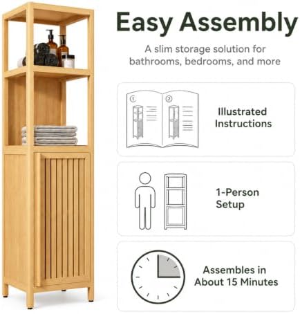 Bamboo Bathroom Storage Cabinet (Natural, 52'')