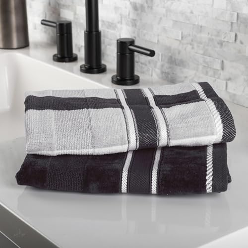 Lavish Home Bathroom Towels Set, Bathroom Accessories, Charcoal, Set of 6