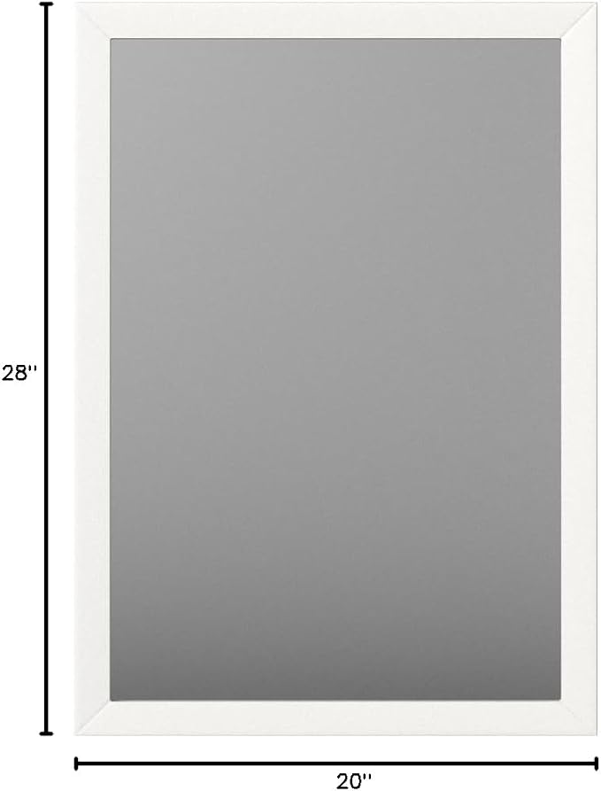 Amazon Basics Rectangular Wall Mount Mirror for Bedroom, Living Room, Entryway, 20" x 28", Standard Trim, White, Hangs Horizontally or Vertically