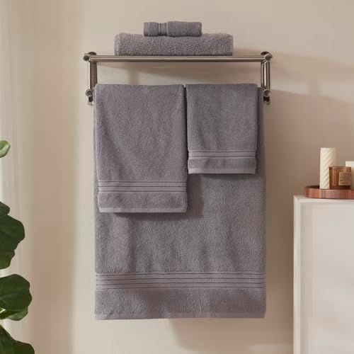 COZYART Luxury Bath Towel Set 6 Pcs, Grey 100% Turkish Cotton 650 GSM