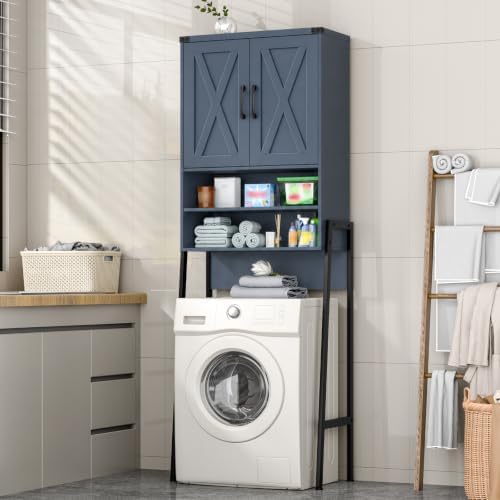 Vabches Metal Frame Over The Toilet Storage Cabinet, Blue