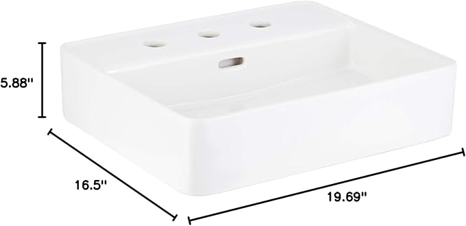 Signature Hardware 447958 Hibiscus 20" Fireclay Vessel Bathroom Sink with 3 Faucet Holes at 8" Centers