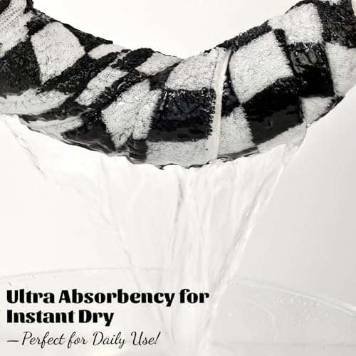 Black and White Towels Set of 8, Cute Checkered Towels for Bathroom Decor