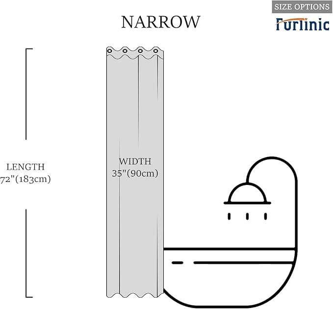 Furlinic Grey Green Shower Curtain Liner Fabric Waterproof Shower Stall Curtains with Weighted Bottom for Bathroom RV Hotel,36x72 Inch.