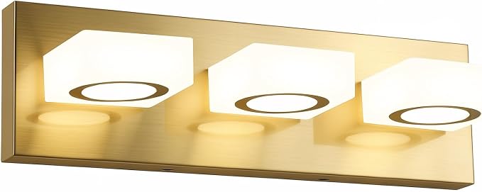 Bathroom Vanity Light, 3-Light 16 Inch Brushed Gold 5CCT 2700-6500K LED Bathroom Light Fixtures Over Mirror, Vanity Lighting Modern Bath Wall Sconce for Mirror Bedroom Living Room
