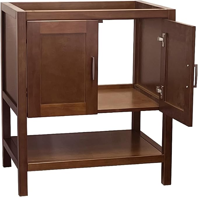30" Freestanding Solid Wood Premium Grade Bath Vanity with Open Shelf Sink Base Cabinet Without Top (Natural Monterey, 30" Wx21 Dx34.5 H)