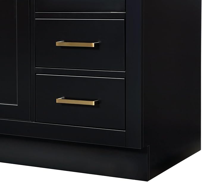 DKB Isabella 54-Inch Black Bathroom Vanity with Sink, 1.5-Inch Carrara White Marble Countertop, 4" Backsplash, Rectangle Sink, Soft-Close Solid Wood Cabinet, Premium Hardware