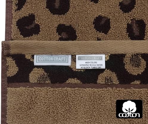 COTTON CRAFT Cheetah Bath Towel - 2 Pack 100% Cotton Animal Print Towels