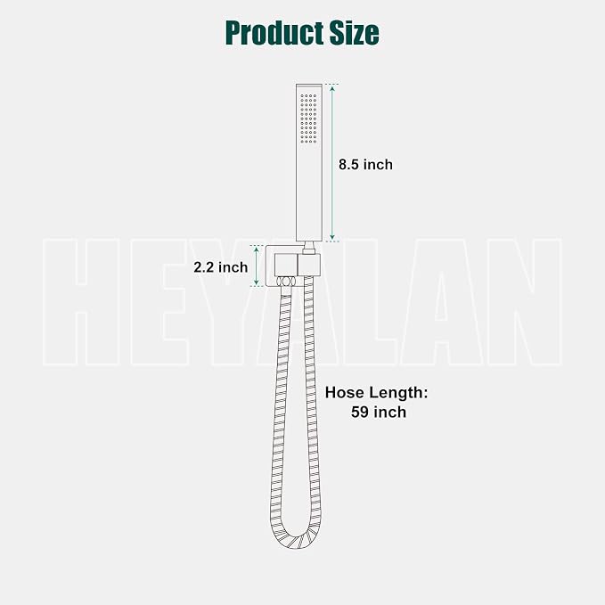 Heyalan Hand-held Shower Head Set-SUS304 Handheld Shower, Brushed Nickel | SUS304 stainless steel wand, curved-style design, single rain spray, 59-inch long hose and standard 1/2-inch connection