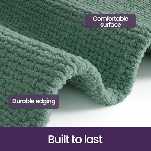DEXI Chenille Bath Mat 43x24, Soft Absorbent Bathroom Rugs, Green