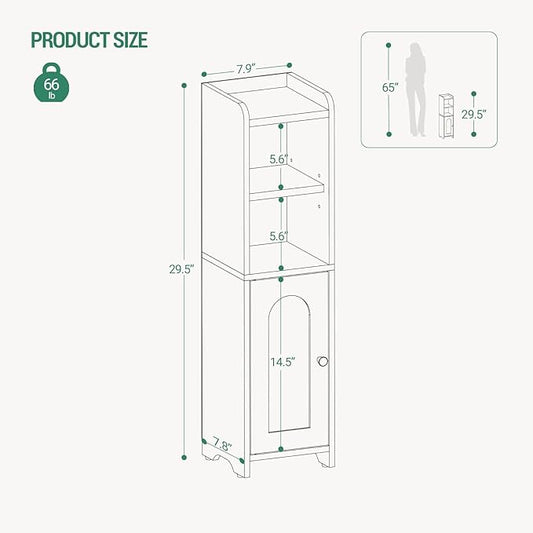 Bathroom Storage Cabinet, Corner Floor Cabinet with Doors and Adjustable Shelf, Narrow Toilet Paper Cabinets, Bathroom Organizer for Small Spaces, Brown BC19701X