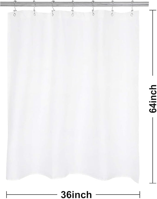 N&Y HOME RV Shower Curtain or Liner 36 x 64 inches with Magnets, Washable Fabric, Water Repellent, White Bathroom Curtains with Grommets, 36x64