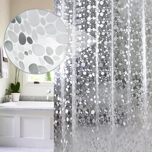 EurCross Shower Curtain Liner 78inches Long, 5 Magnets Shower Liner for Bathroom Shower Curtain 72 X 78 inch Heavy Duty Waterproof Thick EVA, Cobblestone