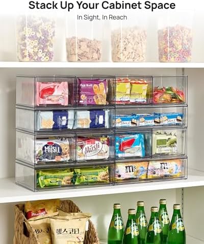 Vtopmart Clear Stackable Storage Drawers Set of 5, Plastic Organizer Bins