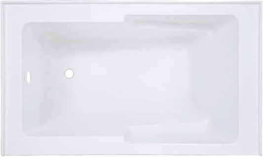 Voltaire 54 x 30 Skirted Left Drain Soaking Alcove Bathtub in Glossy White with Integrated Armrest