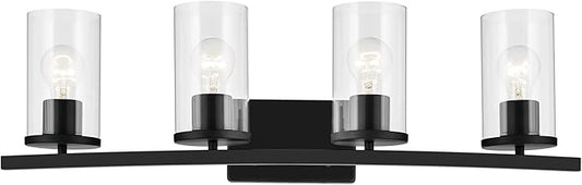 Kichler Crosby 31.25" 4-Light Vanity Light with Clear Glass in Black, for Bathroom, (31.25 x 8.75), 45498BKCLR
