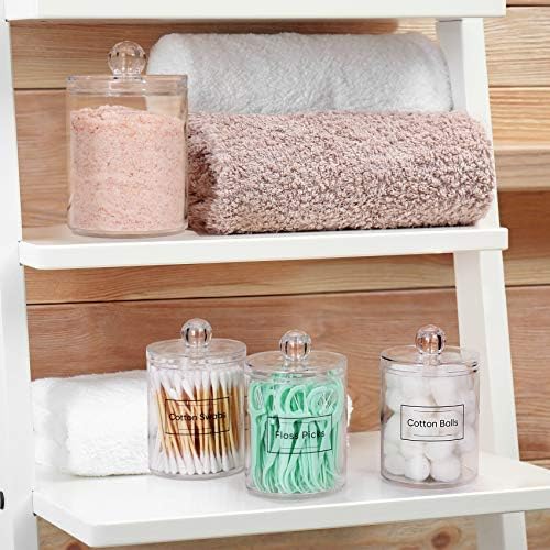 3 Pack Acrylic Qtip Holder Dispenser for Cotton Swabs, Balls, Floss Picks