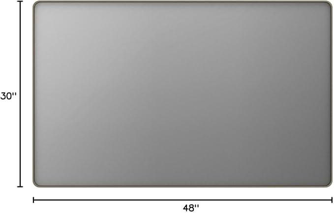 LOAAO 48"X30" Bronze Bathroom Mirror | Rounded Rectangle, Brushed Bronze Metal Frame, Anti-Rust, Tempered Glass, Hangs Horizontally or Vertically