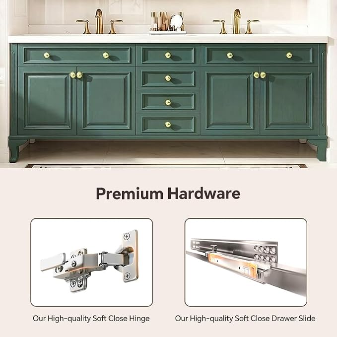 48-92IN Single/Double Sink Bathroom Vanity, Defogging Smart Mirror, Modern American Free Standing Vanity with Bathroom Cabinet