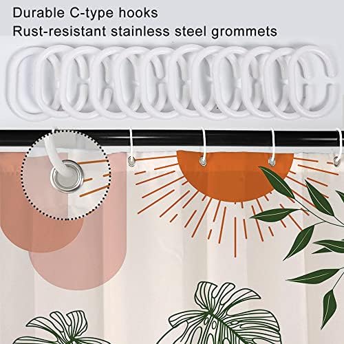 Boho Orange Shower Curtain with Hooks for Bathroom 72x96 Inch