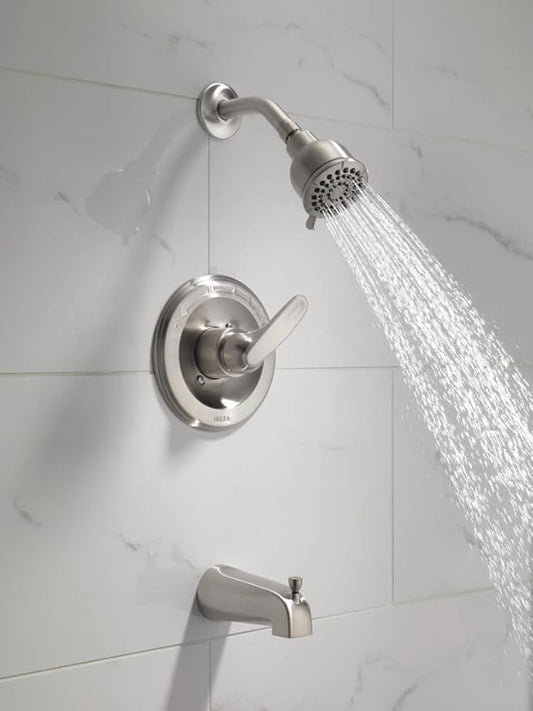 Delta Faucet Foundations Chrome Shower Faucet Set with 2-Spray Chrome Shower Head, Tub and Shower Trim Kit, Shower Faucet Sets Complete, Chrome BT1341 (Valve Not Included)