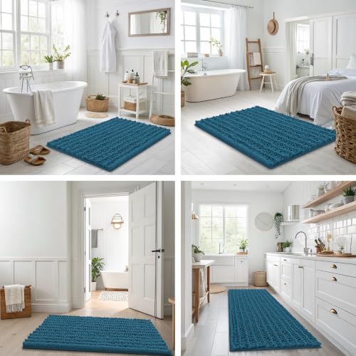 Smiry Bathroom Rugs 34X21, Extra Soft Rubber Backing Chenille Bath Mats