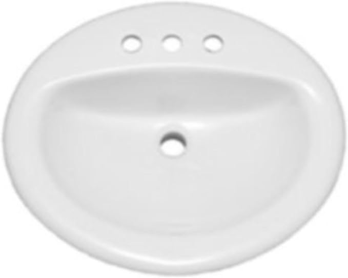PROFLO PF20178 Rockaway 20-1/2" Oval Vitreous China Drop In Bathroom Sink with Overflow and 3 Faucet Holes at 8" Centers - White