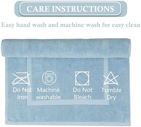 HILLFAIR 900 GSM 100% Cotton Floor Towels - 2 Piece Towels Set - Ocean Blue