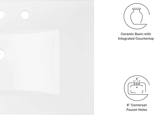 Modway EEI-4837-WHI Cayman 30" Bathroom Sink, White