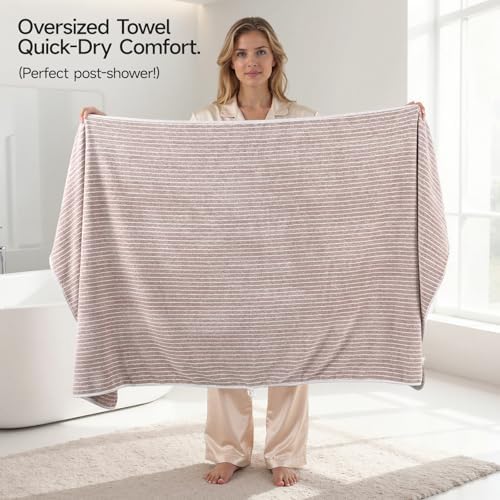 REDKISS 6-Piece Microfiber Bath Towel Set, Ultra Soft, Highly Absorbent & Quick Dry, 35x70 Inch Oversized, Taupe Towels for Bathroom, Spa, Gym, 2 Bath 2 Hand 2 Washcloths