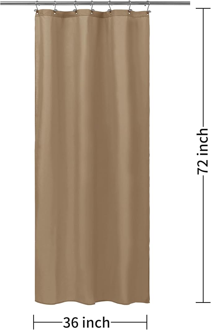 ALYVIA SPRING Stall Waterproof Fabric Shower Curtain or Liner Coffee, 36x72 | 2 Magnets, Soft Cloth & Hotel Quality, Machine Washable, Light-Weight, Stall Size