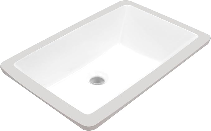 Enbol 18.6x11.2 Inch Undermount Bathroom Sink White Ceramic Durable Scratch Resistant Easy Clean with Overflow - ECU1811