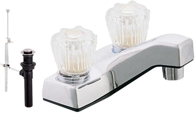 EZ-FLO Non-Metallic Two-Handle Lavatory Faucet, Bathroom Sink Faucet with Washerless Cartridge, Chrome Finish, 10256N