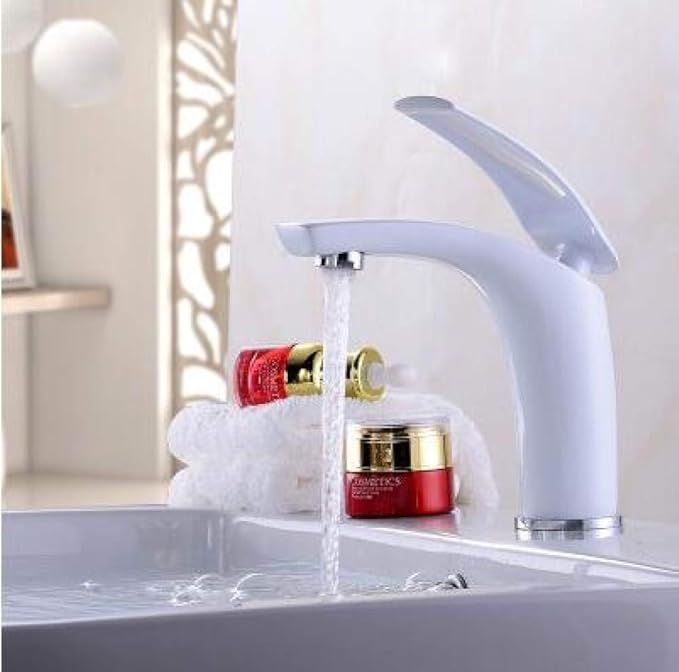 Faucet Painted Faucets Hot Cold Mixer Bathroom Basin Brass Gold/Chorme/White/Red/Black Faucet Crane Sink Tap Black Tall (White Short) Faucet