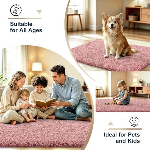OLANLY Microfiber Bathroom Rugs 36x24, Soft Absorbent Bath Mat, Deep Rose