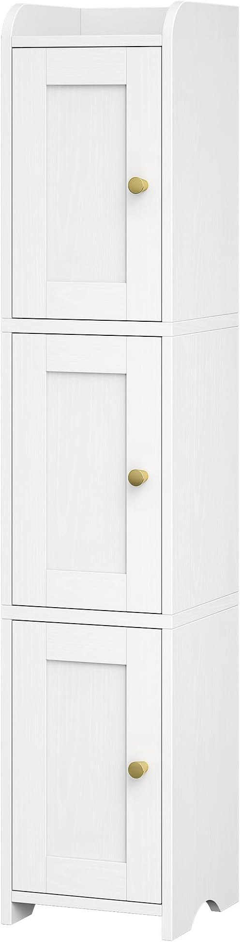 Slim Bathroom Storage Cabinet, Narrow Cabinet with 3 Doors, Small Bathroom Organizers and Storage, Laundry Room Organization for Small Space, Kitchen, Living Room, White 022313X