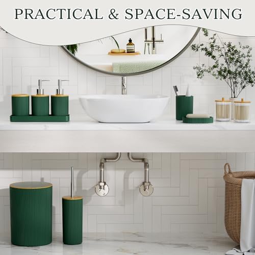 10PC Bathroom Accessories Set - Dark Green Bathroom Decor Sets