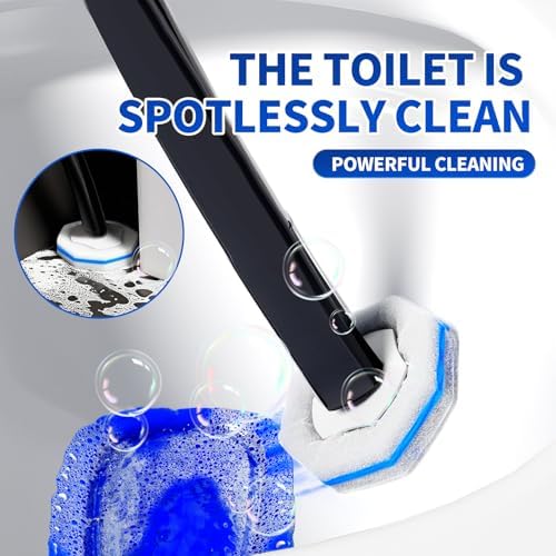 Disposable Toilet Brush - Toilet Bowl Cleaner, Toilet Cleaning Supplies, Toilet Brush with Holder, Toilet Bowl Cleaner Wands,40 Refills for Toilet Cleaning and Hygienic Bathroom Maintenance