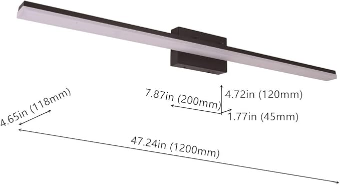 mirrea 48in Modern LED Vanity Light for Bathroom Lighting Dimmable 46w Black Painted (Cold White 5000K)