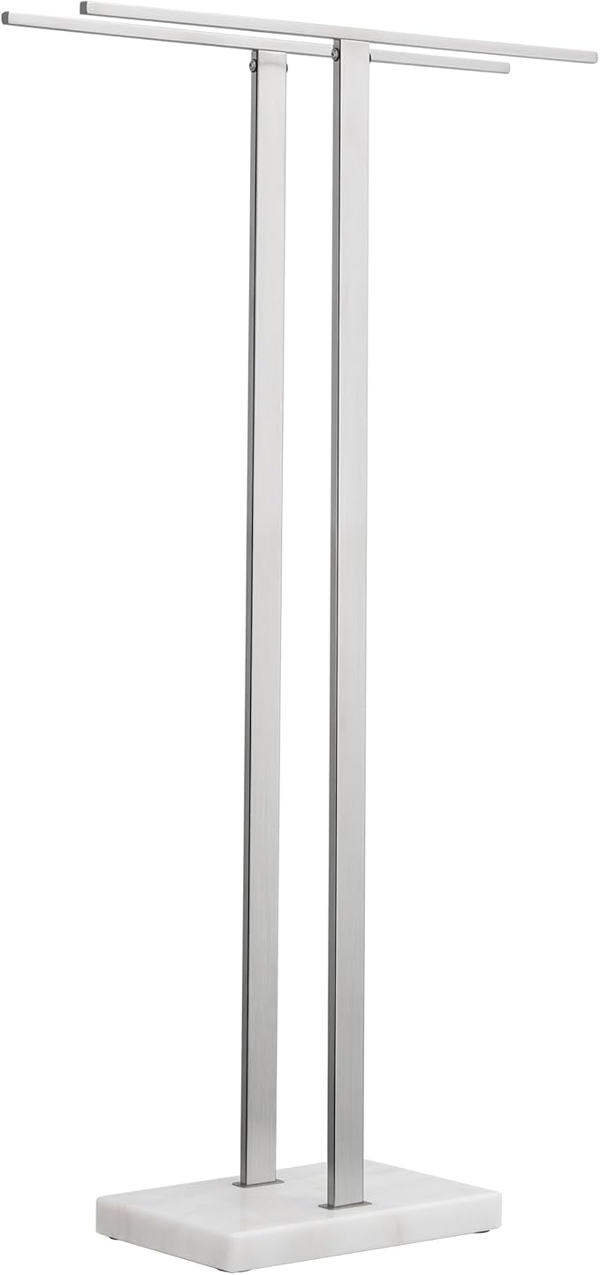 KES 37" H Standing Towel Rack, Heavy Marble Base, Brushed Finish | Taller Version, SUS304 Stainless Steel, 8.23 Lb Base, Anti-Slip Pads, Ideal For Large Bath Towels, No Drilling