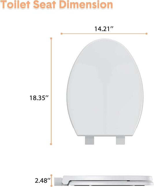 Garvee Toilet Seat Round – PP Full Flat Lid, Quick Release Hinges for Easy Removal & Cleaning, Standard Fit, White