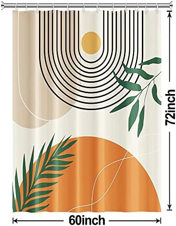 Mid Century Shower Curtain with Hook for Bathroom 60x72 Inch