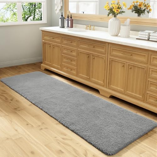 LOCHAS Bathroom Rug Runner 24x84 Inch, Bath Rugs Non Slip, Grey