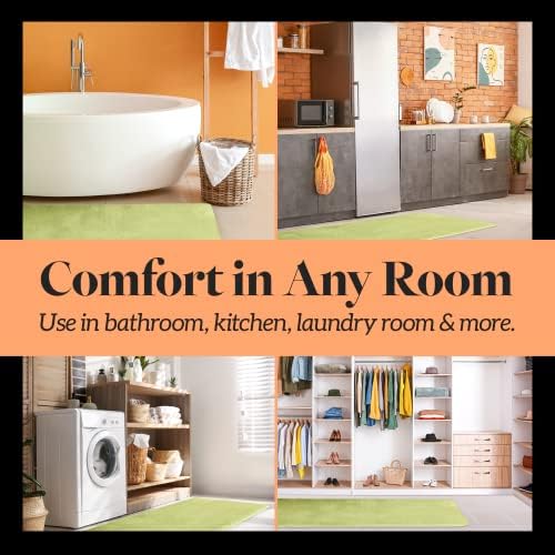 Memory Foam Bath Mat Non Slip Absorbent Super Cozy Velvet Bathroom Rug Carpet (17 inches X 24 inches, Lime)