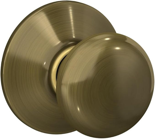 SCHLAGE F10 PLY 609 16-080 10-027 Plymouth Hall and Closet Knob, Antique Brass