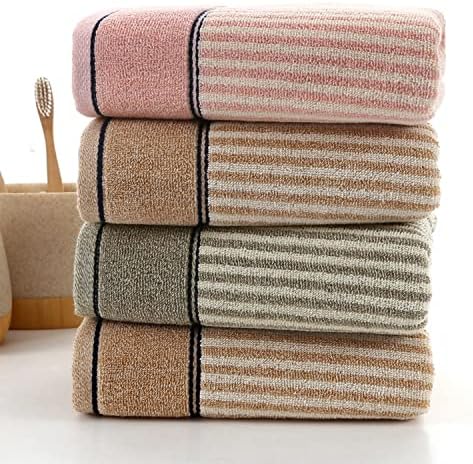 Pidada Hand Towels Set of 4 100% Cotton Striped Pattern Absorbent Soft Decorative Towel for Bathroom (Brown)