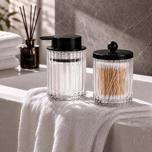 Amolliar Bathroom Accessories Set, Clear Glass Complete 4PCS Bathroom Sets